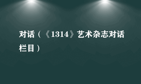 对话（《1314》艺术杂志对话栏目）