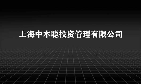 上海中本聪投资管理有限公司