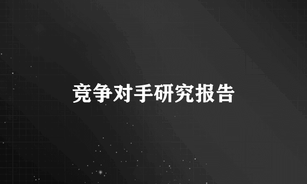 竞争对手研究报告
