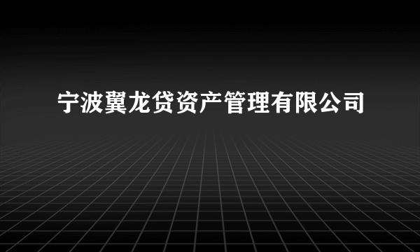 宁波翼龙贷资产管理有限公司