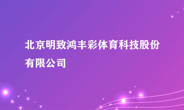 北京明致鸿丰彩体育科技股份有限公司
