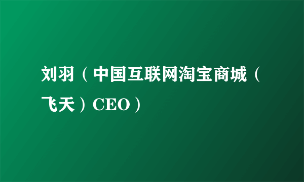 刘羽（中国互联网淘宝商城（飞天）CEO）