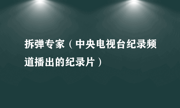 拆弹专家（中央电视台纪录频道播出的纪录片）