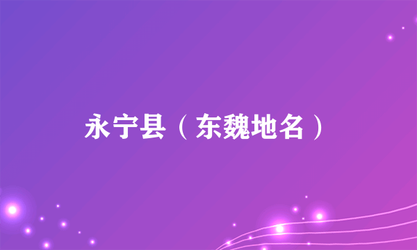 永宁县（东魏地名）