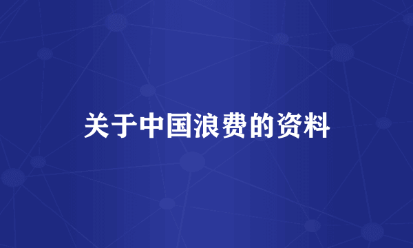 关于中国浪费的资料