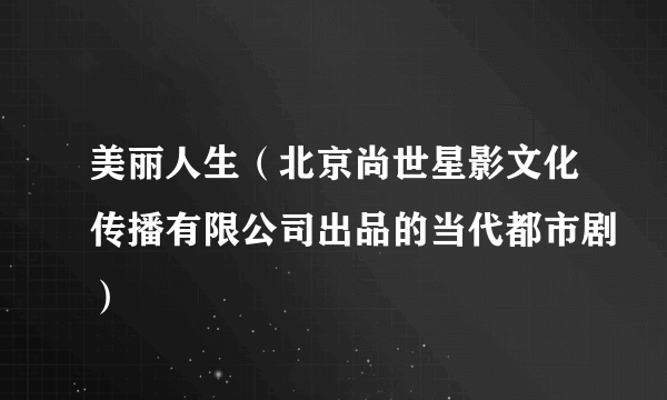 美丽人生（北京尚世星影文化传播有限公司出品的当代都市剧）