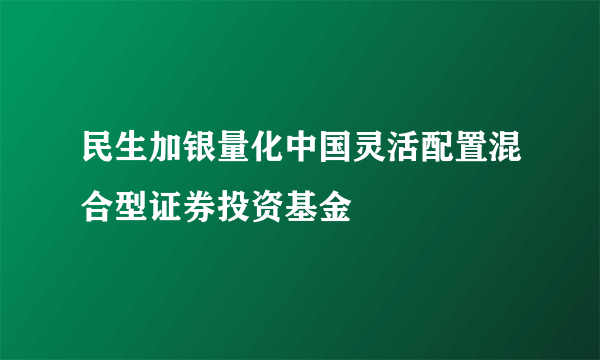 民生加银量化中国灵活配置混合型证券投资基金