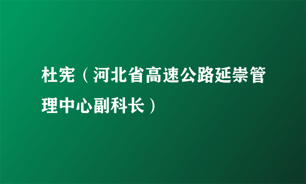 杜宪（河北省高速公路延崇管理中心副科长）