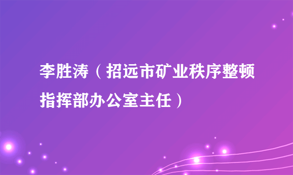 李胜涛（招远市矿业秩序整顿指挥部办公室主任）