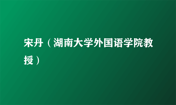 宋丹（湖南大学外国语学院教授）