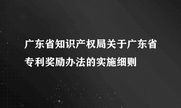 广东省知识产权局关于广东省专利奖励办法的实施细则