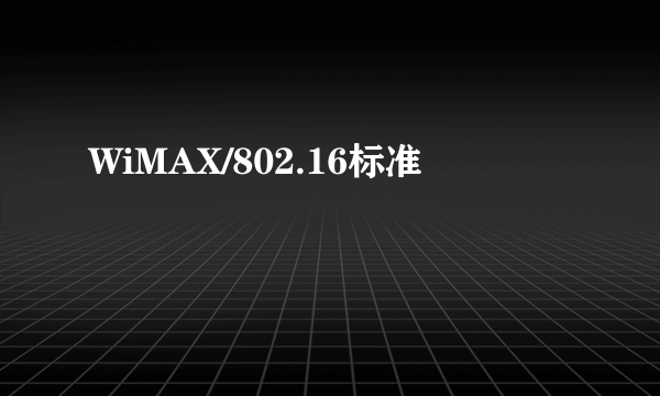WiMAX/802.16标准