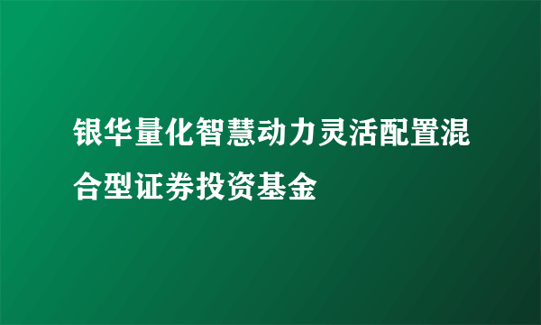 银华量化智慧动力灵活配置混合型证券投资基金