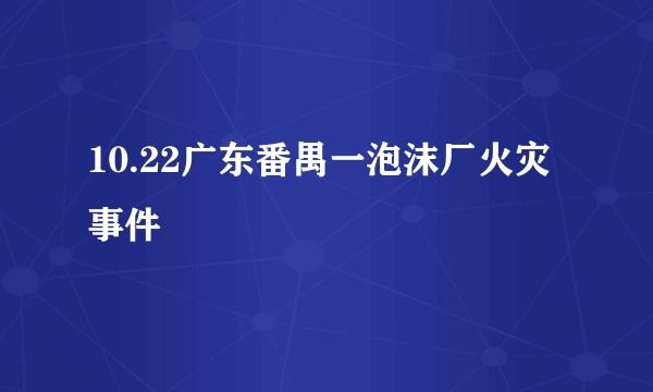 10.22广东番禺一泡沫厂火灾事件