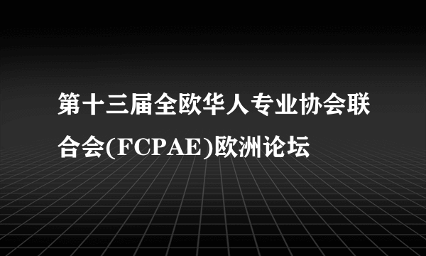 第十三届全欧华人专业协会联合会(FCPAE)欧洲论坛