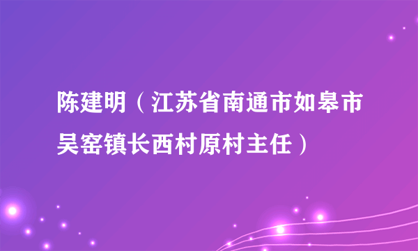 陈建明（江苏省南通市如皋市吴窑镇长西村原村主任）