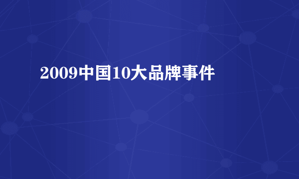 2009中国10大品牌事件