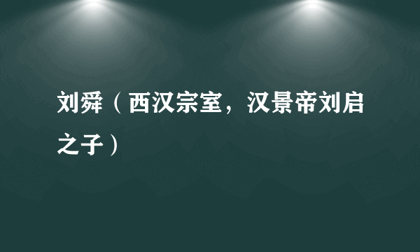 刘舜（西汉宗室，汉景帝刘启之子）
