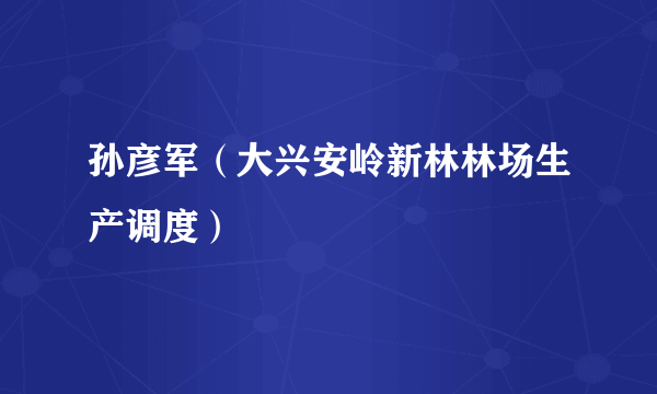孙彦军（大兴安岭新林林场生产调度）