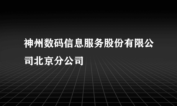神州数码信息服务股份有限公司北京分公司