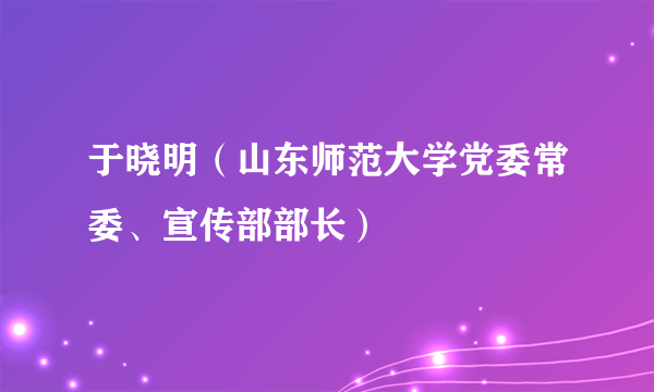 于晓明（山东师范大学党委常委、宣传部部长）