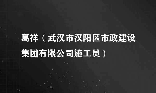 葛祥（武汉市汉阳区市政建设集团有限公司施工员）