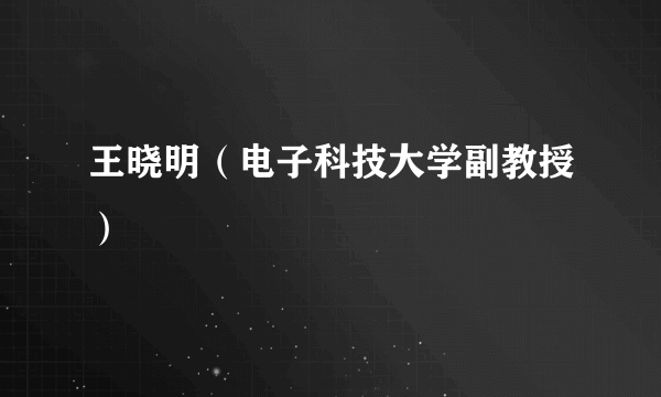 王晓明（电子科技大学副教授）