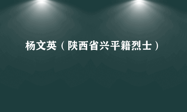 杨文英（陕西省兴平籍烈士）