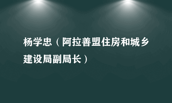 杨学忠（阿拉善盟住房和城乡建设局副局长）