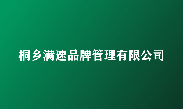 桐乡满速品牌管理有限公司