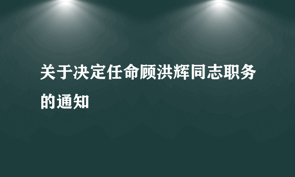 关于决定任命顾洪辉同志职务的通知