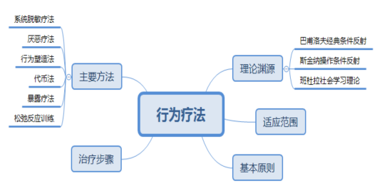 行为治疗（行为主义心理学的理论基础上发展起来的心理治疗派别）