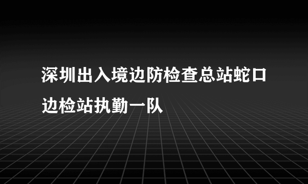 深圳出入境边防检查总站蛇口边检站执勤一队