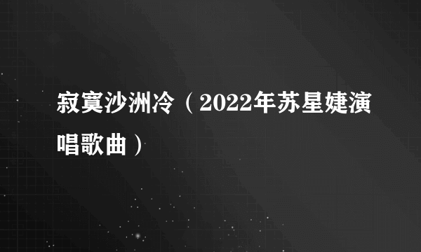 寂寞沙洲冷（2022年苏星婕演唱歌曲）