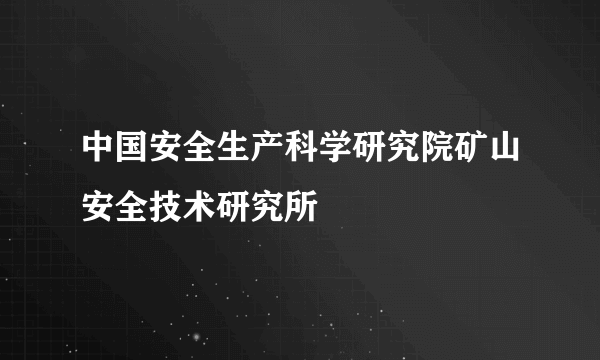 中国安全生产科学研究院矿山安全技术研究所