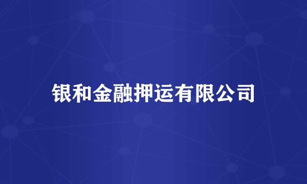 银和金融押运有限公司