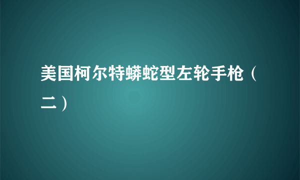 美国柯尔特蟒蛇型左轮手枪（二）