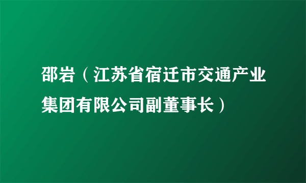 邵岩（江苏省宿迁市交通产业集团有限公司副董事长）