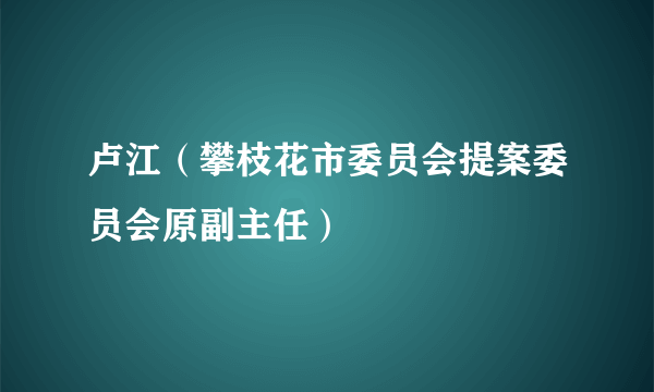 卢江（攀枝花市委员会提案委员会原副主任）