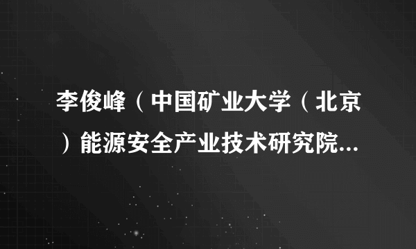李俊峰（中国矿业大学（北京）能源安全产业技术研究院副院长（主持工作）、中矿大（北京）资产管理有限公司总经理）