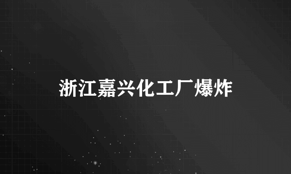 浙江嘉兴化工厂爆炸