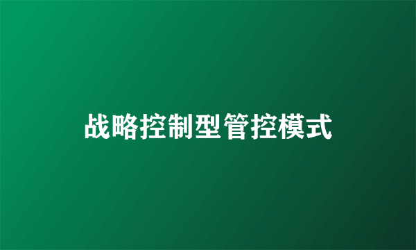 战略控制型管控模式