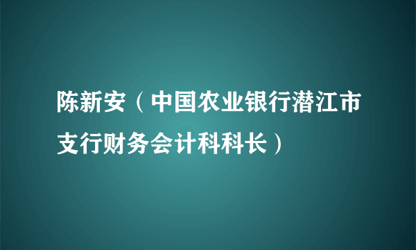 陈新安（中国农业银行潜江市支行财务会计科科长）