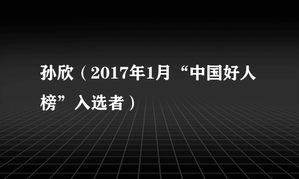 孙欣（2017年1月“中国好人榜”入选者）