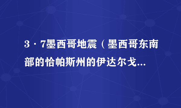 3·7墨西哥地震（墨西哥东南部的恰帕斯州的伊达尔戈市发生4.0级地震）