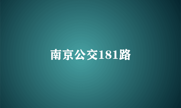 南京公交181路