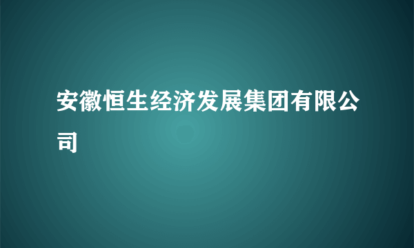 安徽恒生经济发展集团有限公司