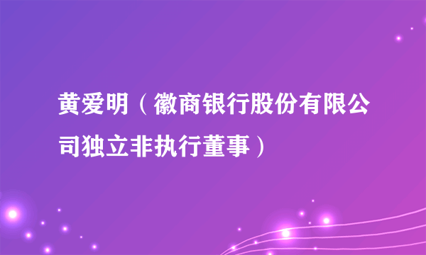 黄爱明（徽商银行股份有限公司独立非执行董事）