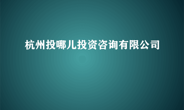 杭州投哪儿投资咨询有限公司
