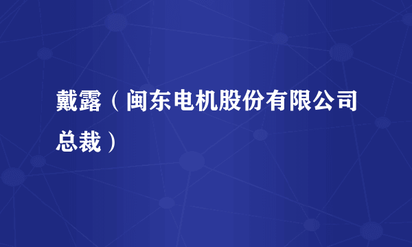 戴露（闽东电机股份有限公司总裁）